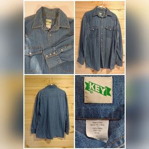Western Style Denim Shirt Men's Large